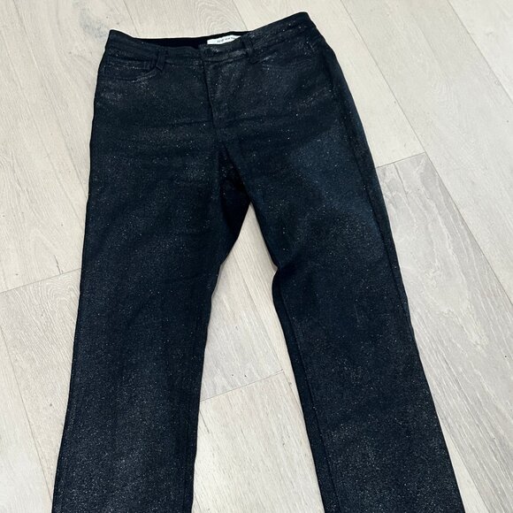 Jones New York Sparkle Denim Jeans Women’s 8 | Dark Wash Lexington Straight Fit - Picture 1 of 13